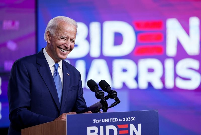 &copy; Reuters. FOTO DE ARCHIVO: El candidato demócrata a la Casa Blanca, Joe Biden, en un discurso celebrado en Wilmington, Delaware