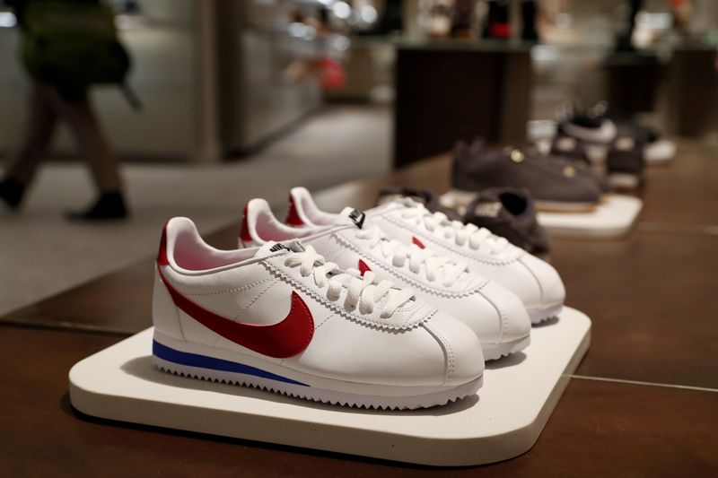 &copy; Reuters. FILE PHOTO: Nike shoes are seen on display at the Nordstrom flagship store during a media preview in New York