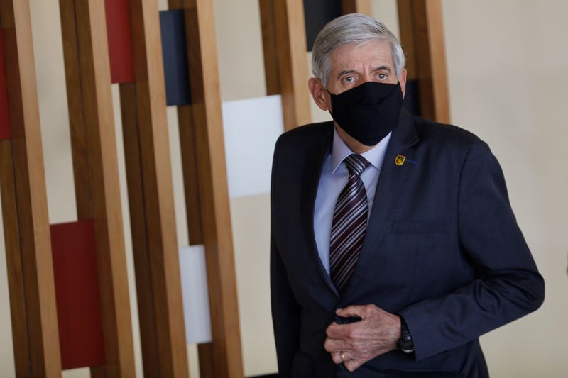 &copy; Reuters. Brazil&apos;s Minister of Institutional Security Augusto Heleno arrives for a news conference at the Itamaraty Palace in Brasilia