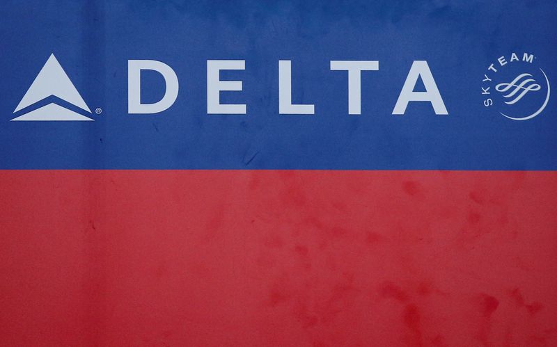&copy; Reuters. Delta airlines logo is seen inside of the Commodore Arturo Merino Benitez International Airport in Santiago