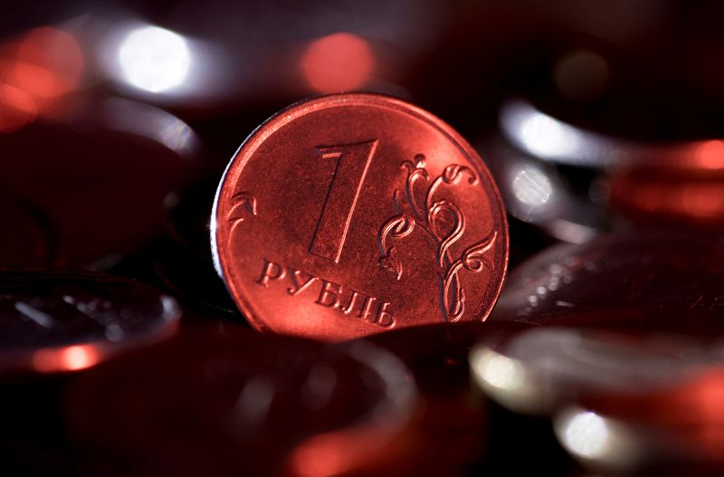 &copy; Reuters. A view shows Russian rouble coins in this picture illustration