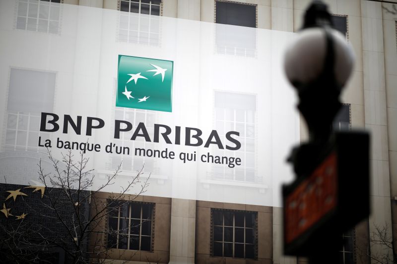 &copy; Reuters. The BNP Paribas logo is seen at a branch in Paris