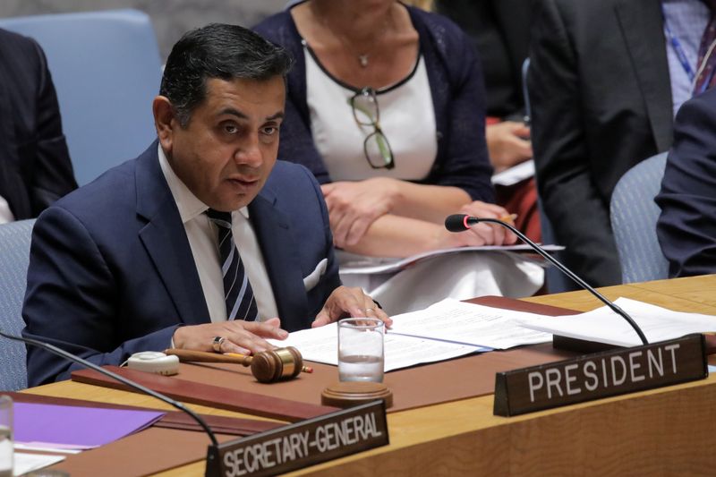 &copy; Reuters. Tariq Mahmood Ahmad addresses the United Nations Security Council at the United Nations Headquarters in New York