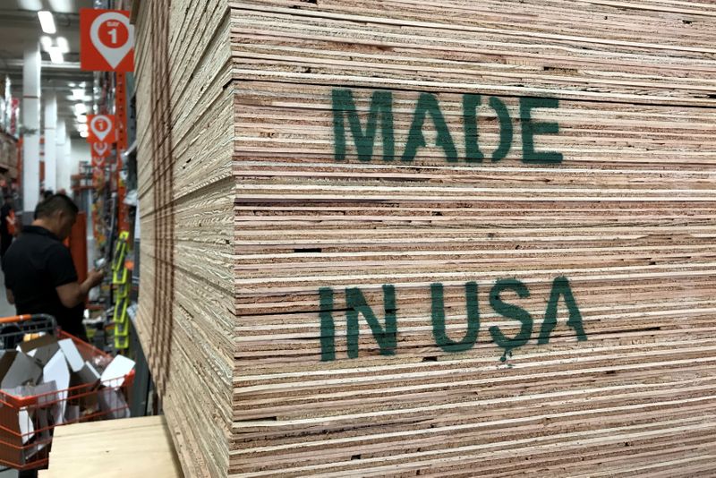 &copy; Reuters. U.S. made plywood is shown for sale in Los Angeles