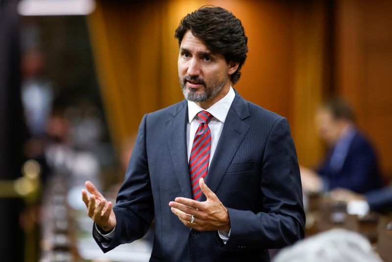 &copy; Reuters. FILE PHOTO: Canada&apos;s Prime Minister Justin Trudeau speaks during Question Period in the House of Commons on Parliament Hill in Ottawa