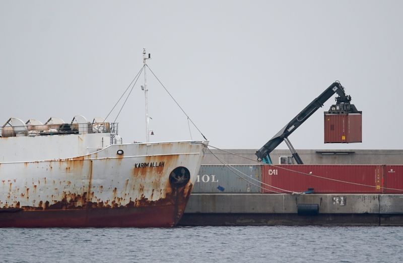 &copy; Reuters. Livestock ship &quot;Karim Allah&quot; carrying Spanish cattle stranded on ship with suspected bluetongue in Cartagena