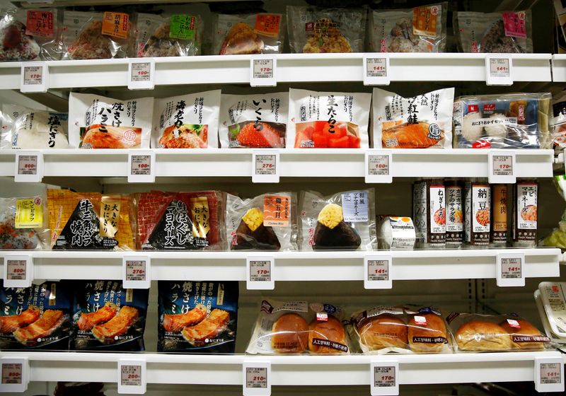 &copy; Reuters. FILE PHOTO: Food products are displayed at Lawson Open Innovation center during an event introducing its next-generation convenience store model in Tokyo