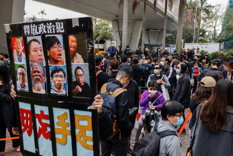 Security tight as crowds gather outside Hong Kong court for subversion hearing