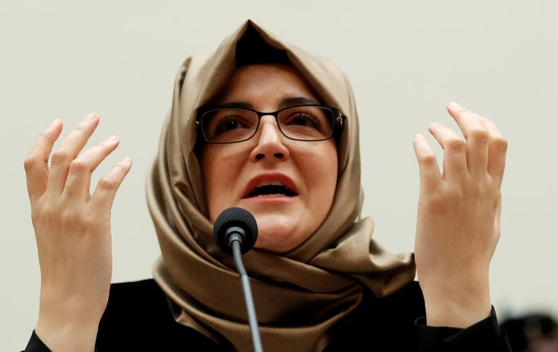 &copy; Reuters. FILE PHOTO: Hatice Cengiz, fiancee of murdered journalist Jamal Khashoggi, testifies on Capitol Hill in Washington