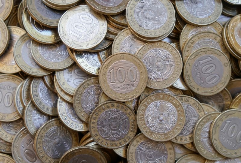 &copy; Reuters. View shows Kazakh 100 tenge coins