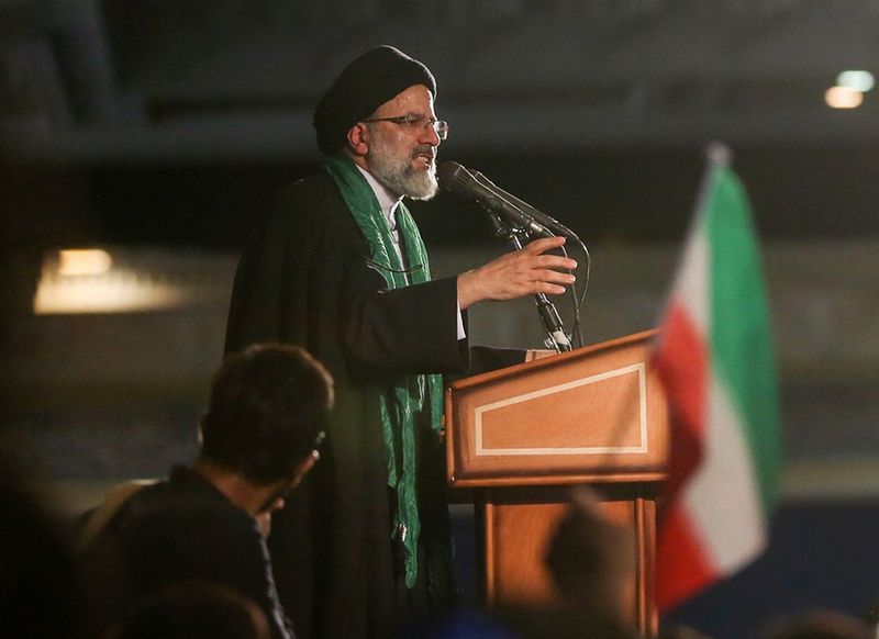 &copy; Reuters. FILE PHOTO: Iranian Presidential candidate Ebrahim Raisi speaks during a campaign meeting at the Mosalla mosque in Tehran, Iran, May 16, 2017. Picture taken May 16, 2017. TIMA via REUTERS  