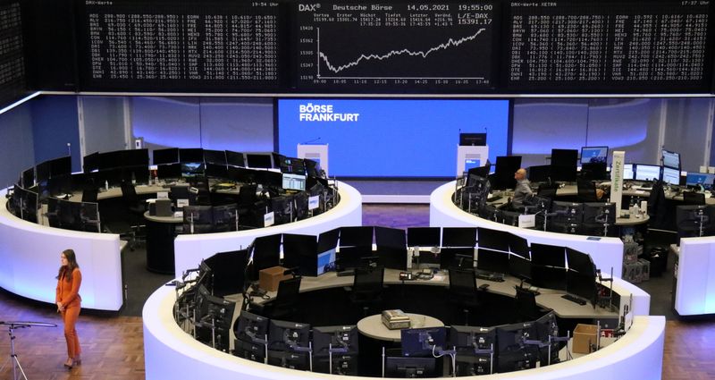 &copy; Reuters. FILE PHOTO: The German share price index DAX graph is pictured at the stock exchange in Frankfurt, Germany, May 14, 2021. REUTERS/Staff