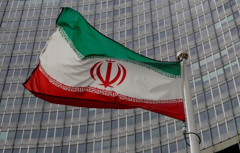 &copy; Reuters. FILE PHOTO: An Iranian flag flutters in front of the International Atomic Energy Agency (IAEA) headquarters in Vienna, Austria, September 9, 2019.   REUTERS/Leonhard Foeger
