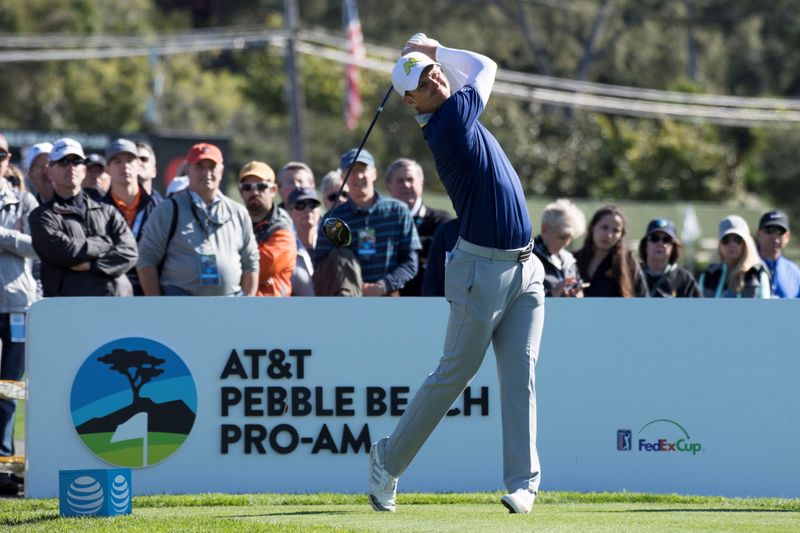 &copy; Reuters. FILE PHOTO: February 11, 2017; Pebble Beach, CA, USA; Justin Rose hits his tee shot on the third hole during the third round of the AT&T Pebble Beach Pro-Am golf tournament at Pebble Beach Golf Links. Mandatory Credit: Kyle Terada-USA TODAY Sports/File Ph
