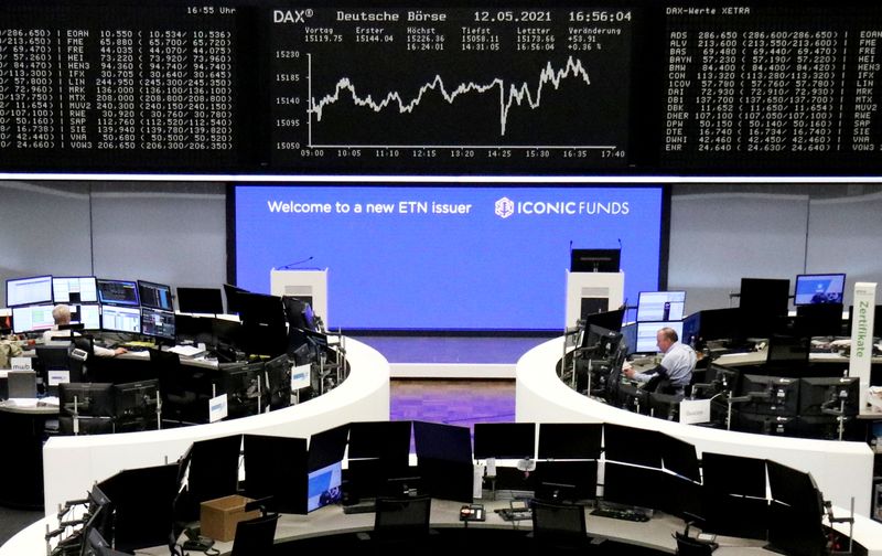 &copy; Reuters. The German share price index DAX graph is pictured at the stock exchange in Frankfurt, Germany, May 12, 2021.    REUTERS/Staff