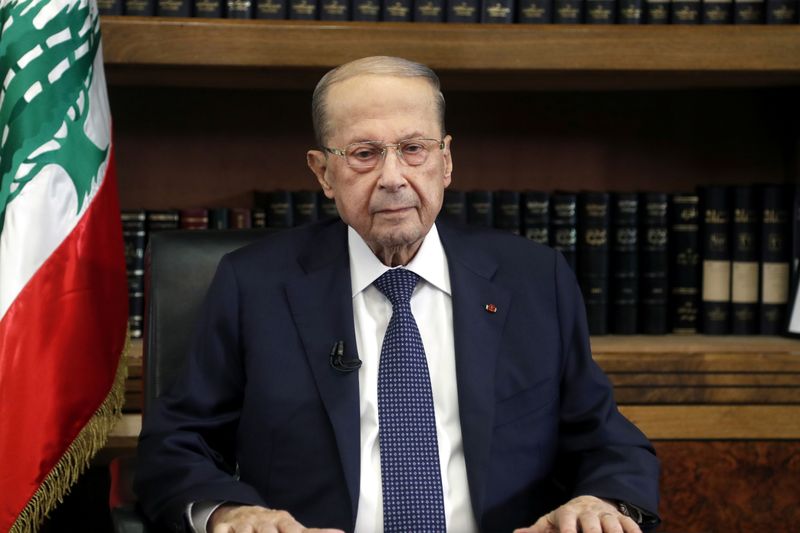 © Reuters. الرئيس اللبناني ميشال عون في بعبدا يوم السابع من أبريل نيسان 2021. صورة لرويترز. 