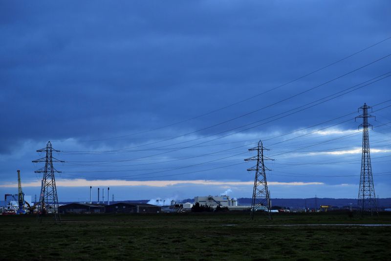 &copy; Reuters. FILE PHOTO: A factory and electricity pylons are seen from Sheerness, on the Isle of Sheppey, Britain, March 5, 2021. RUTERS/Dylan Martinez/File Photo