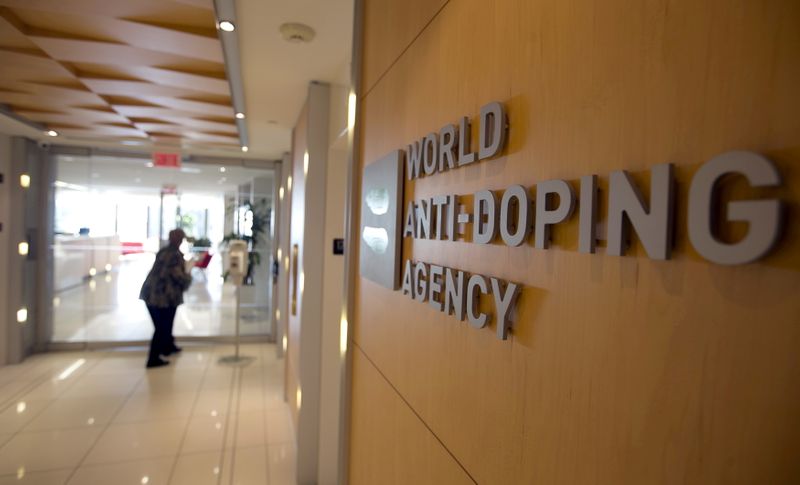 &copy; Reuters. FILE PHOTO: A woman walks into the head office of the World Anti-Doping Agency (WADA) in Montreal, Quebec, Canada November 9, 2015.  REUTERS/Christinne Muschi