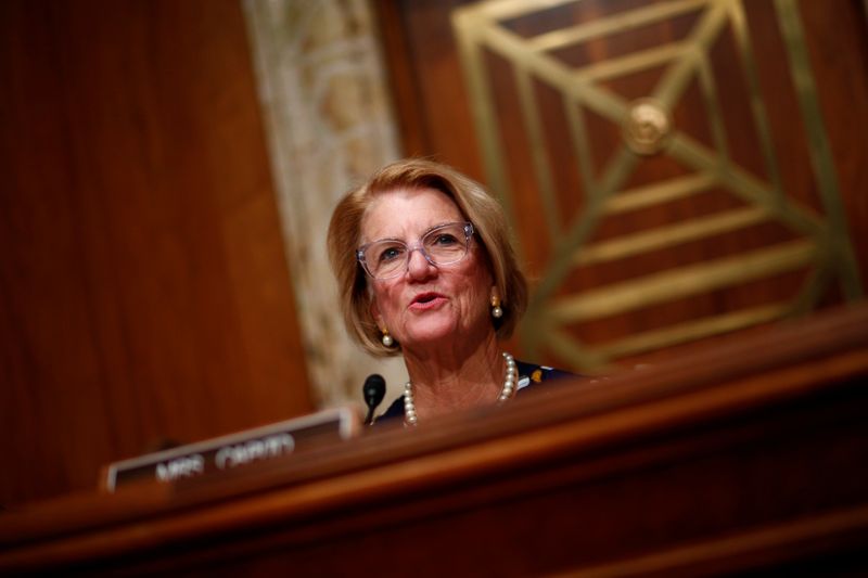 &copy; Reuters. FILE PHOTO: Senator Shelly Moore Capito (R-WV) speaks at the Senate Appropriations Subcommittee hearing on proposed budget estimates and justification for FY2018 for the Treasury Department on Capitol Hill in Washington, U.S. July 26, 2017. REUTERS/Eric T
