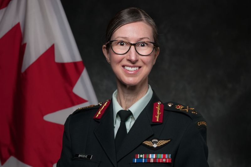 &copy; Reuters. FILE PHOTO: Canadian Armed Forces Brigadier-General Krista Brodie, who was appointed as the military officer in charge of the Public Health Agency of Canada (PHAC) vaccine logistics, poses in Ottawa, Ontario, Canada March 1, 2021. Sailor 1st Class Anne-Ma