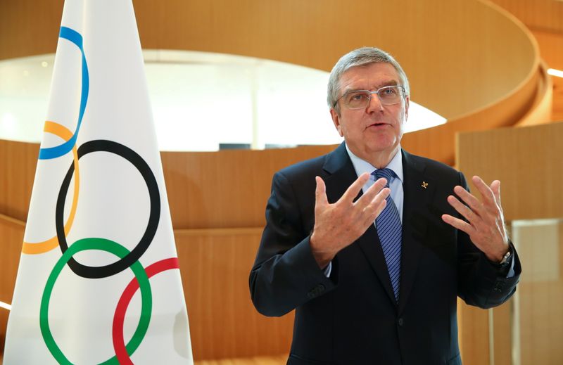 &copy; Reuters. توماس باخ رئيس اللجنة الأولمبية الدولية في مقابلة في لوزان بسويسرا. صورة من أرشيف رويترز. 