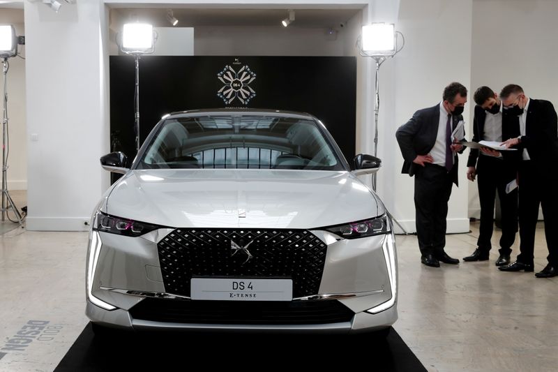 &copy; Reuters. FILE PHOTO: A DS 4 automobile, produced by Stellantis, stands on display during its launch event in Paris, France, February 3, 2021. REUTERS/Benoit Tessier