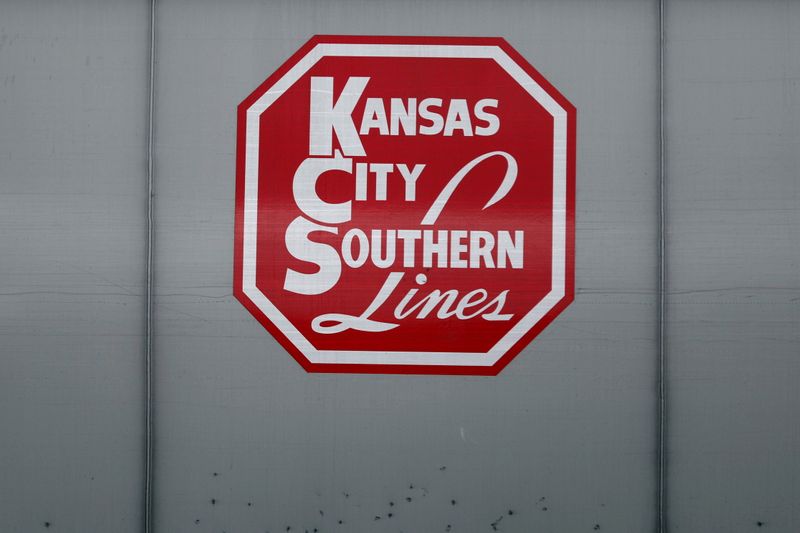 &copy; Reuters. FILE PHOTO: A logo of the Kansas City Southern (KCS) Railway Company is pictured in Toluca, Mexico October 1, 2018. REUTERS/Edgard Garrido/File Photo