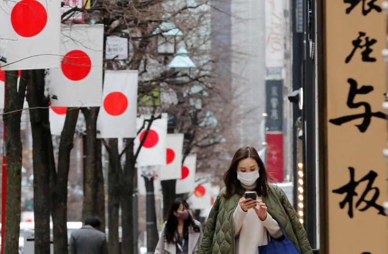 &copy; Reuters. Bandeiras do Japão em rua de bairro comercial de Tóquio
06/01/2021
REUTERS/Kim Kyung-Hoon