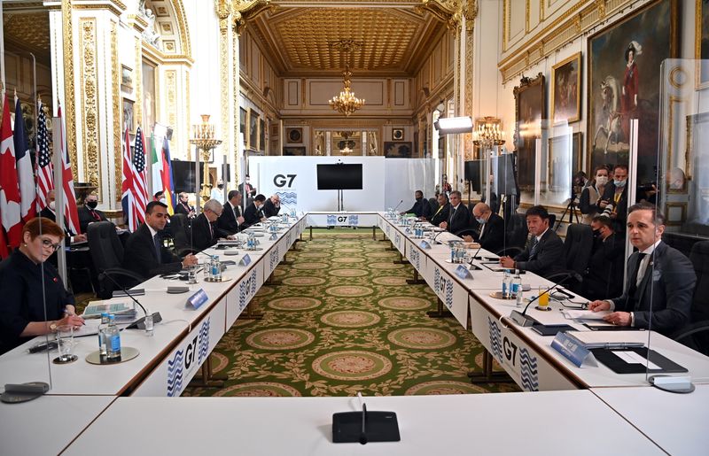 &copy; Reuters. FILE PHOTO: Attendees take part in G7 foreign ministers meeting in London, Britain May 5, 2021. Ben Stansall/Pool via REUTERS