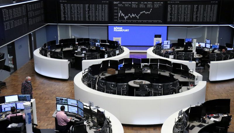&copy; Reuters. FILE PHOTO: The German share price index DAX graph is pictured at the stock exchange in Frankfurt, Germany, May 21, 2021. REUTERS/Staff
