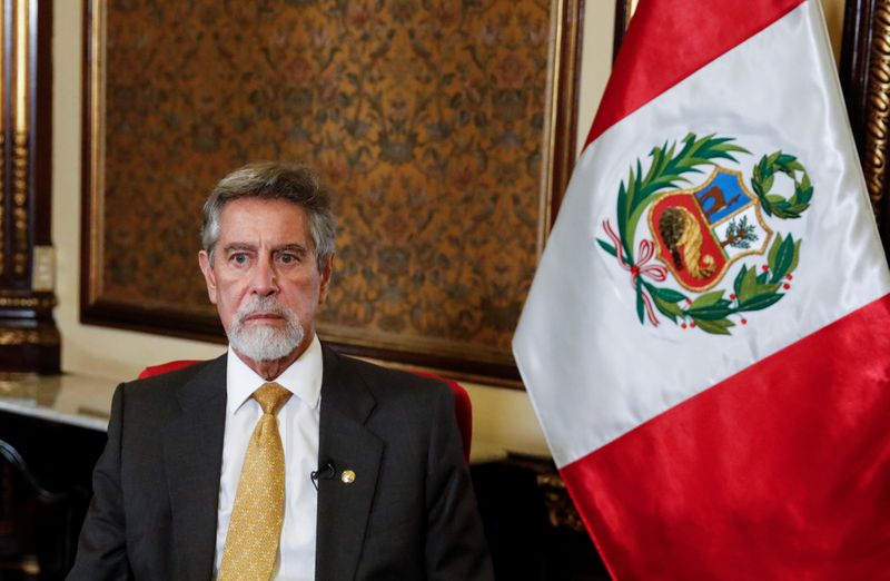 &copy; Reuters. Presidente Francisco Sagasti em entrevista à Reuters, em Lima
19/11/2020 REUTERS/Sebastian Castaneda